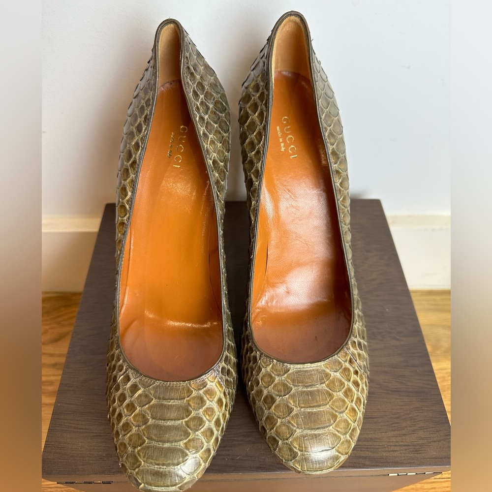 Gucci Python Platform Heels - image 6